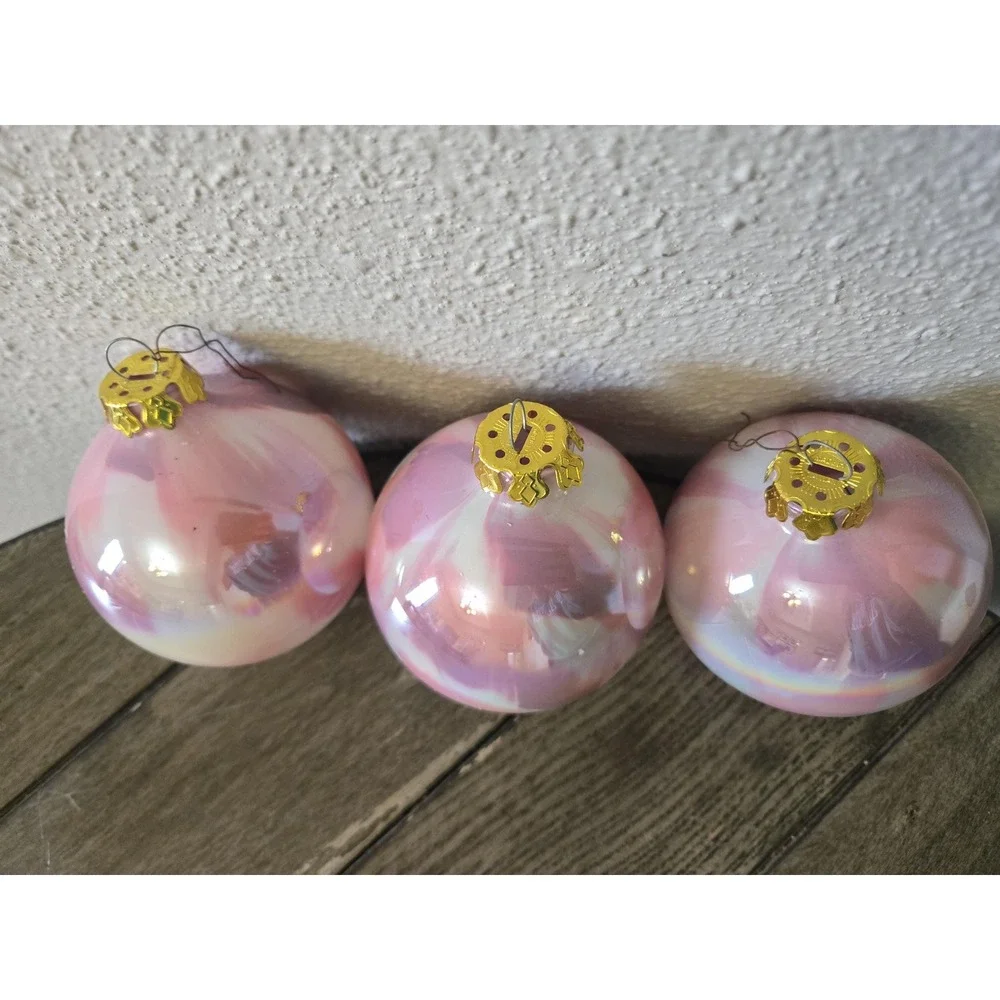 3 Beautiful Pink & Purple Swirl Reverse Painted 3